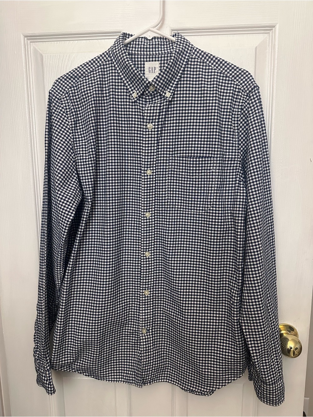 GAP Navy & White Gingham Button-Down Shirt